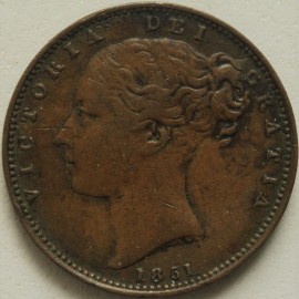 FARTHINGS 1851  VICTORIA RARE GVF