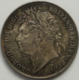 SHILLINGS 1823  GEORGE IV 1ST HEAD 2ND REVERSE VERY SCARCE - SUPERB TONED UNC