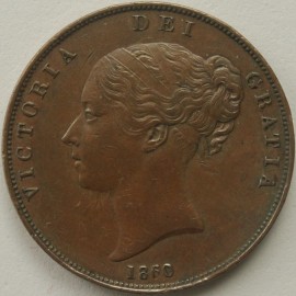 PENNIES 1860  VICTORIA COPPER ISSUE EXTREMELY RARE P1521 NEF