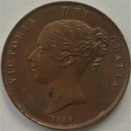 PENNIES 1856  VICTORIA PLAIN TRIDENT RARE GEF