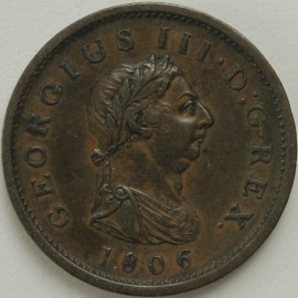 PENNIES 1806  GEORGE III WITH INCUSE CURL GVF