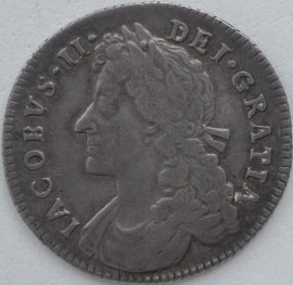 SHILLINGS 1686  JAMES II VERY SCARCE       NVF