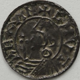 ANGLO SAXON-LATE PERIOD 1016 -1035 CNUT PENNY. Pointed Helmet type. York mint. ASCOD MO EOF.  GEF