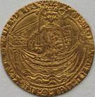 HAMMERED GOLD 1361 -1369 EDAWARD III HALF NOBLE TREATY PERIOD TOWER MINT SALTIRE BEFORE EDWARD MM CROSS POTENT VF