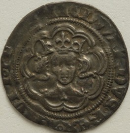EDWARD III 1351 -1377 EDWARD III HALF GROAT. 4TH COINAGE. SERIES C. PRE-TREATY PERIOD. LONDON MINT  NVF