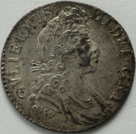 SHILLINGS 1700  WILLIAM III 5TH BUST - SUPERB MINT STATE TONED MS.T