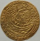 HAMMERED GOLD 1356 -1361 EDWARD III NOBLE. 4TH COINAGE. PRE-TREATY PERIOD. SERIES G. MM CROSS 3. KING WITH SWORD AND SHIELD STANDING IN SHIP VF