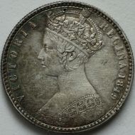 FLORINS 1849  VICTORIA WITH WW. TINY DIG ABOVE HEAD EF