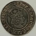 HENRY VIII 1509 -1526 HENRY VIII GROAT. 1ST COINAGE. WITH PORTRAIT OF HENRY VII. TOWER MINT. MM CASTLE. NICE PORTRAIT GVF