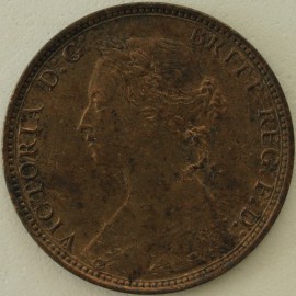 HALFPENCE 1875 H VICTORIA F323 SCARCE - PATCHY TONING  GEF