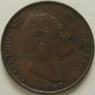 PENNIES 1837  WILLIAM IV EXTREMELY RARE - EDGE KNOCK GVF