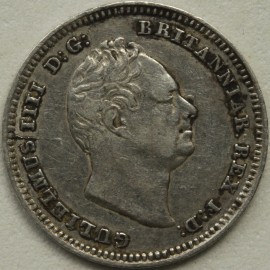 THREEPENCES SILVER 1834  WILLIAM IV SMALL HEAD NVF