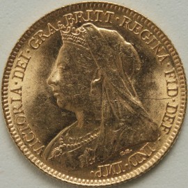 HALF SOVEREIGNS 1899  VICTORIA VEILED HEAD LONDON - SUPERB MINT STATE MS