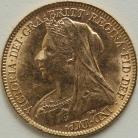 HALF SOVEREIGNS 1900  VICTORIA VEILED HEAD LONDON - SUPERB MINT STATE MS