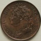 FARTHINGS 1825  GEORGE IV 5 OVER 5  UNC T