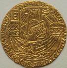 HAMMERED GOLD 1464 -1470 EDWARD IV RYAL (ROSE-NOBLE) LIGHT COINAGE. SMALL TREFOILS IN SPANDRELS. LONDON MINT. MM CROWN ON REVERSE GVF