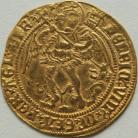 HAMMERED GOLD 1509 -1526 HENRY VIII ANGEL. 1ST COINAGE.THE ARCHANGEL MICHAEL SLAYING THE DRAGON. REVERSE. SHIP BEARING SHIELD. CROSS ABOVE BISECTING H AND ROSE. MM PORTCULLIS VF