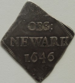 CHARLES I 1646  CHARLES I NINEPENCE. NEWARK BESIEGED. LARGE CROWN BETWEEN CR. MARK OF VALUE BELOW. VERY SCARCE NVF