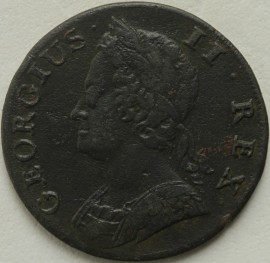 HALFPENCE 1740  GEORGE II VERY SCARCE GF