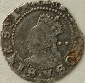 ELIZABETH I 1595 -1598 ELIZABETH I HALFGROAT. 6TH ISSUE. MM KEY GF