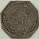 CHARLES I 1648  CHARLES I SHILLING. PONTEFRACT  BESIEGED. OCTAGONAL SHAPE. DVM: SPIRO: SPERO AROUND CROWNED CR. REVERSE. CASTLE SURROUNDED BY OBS. PC AND SWORD. DATE BELOW. VERY RARE NF