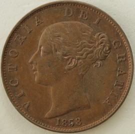 HALFPENCE 1858  VICTORIA  UNC T