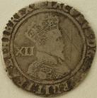 JAMES I 1606 -1607 JAMES I SHILLING. 2ND ISSUE. 4TH BUST. TOWER MINT. MM ESCALLOP GF