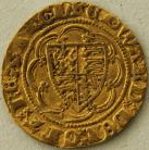 HAMMERED GOLD 1361 -1363 EDWARD III QUARTER NOBLE. TRANSITIONAL TREATY PERIOD. SERIES A2 PELLETS IN SPANDRELS MM CROSS POTENT GVF