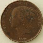 PENNIES 1858  VICTORIA LARGE ROSE ON REVERSE. EXTREMELY RARE GF E/KS