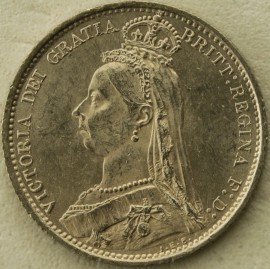 SIXPENCES 1887  VICTORIA R OVER V IN VICTORIA. RARE. BU