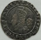 ELIZABETH I 1575  ELIZABETH I SIXPENCE. 4TH ISSUE. LARGER BUST WITH ROSE AND DATE. 5A. MM EGLANTINE NVF