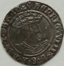 HENRY VIII 1526 -1544 HENRY VIII GROAT. 2ND COINAGE. LAKER BUST D. LARGE FACE WITH ROMAN NOSE. MM PHEON/LIS NVF