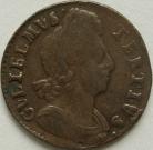 HALFPENCE 1701  WILLIAM III INVERTED V'S FOR 'A'S VERY SCARCE F