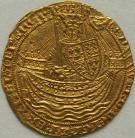 HAMMERED GOLD 1351 -1352 EDWARD III NOBLE. 4TH COINAGE. PRE-TREATY PERIOD. SERIES B. TOWER MINT. E AT CENTRE OF REVERSE. MM CROSS I GVF