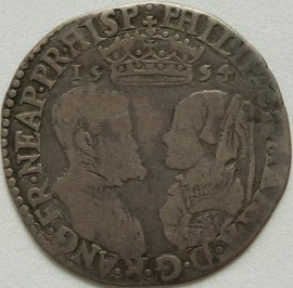 ELIZABETH I 1554  ELIZABETH I SHILLING. FACING BUST. FULL TITLES. CROWN ABOVE DIVIDING DATE. REVERSE WITH MARK OF VALUE GF