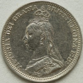 THREEPENCES SILVER 1893  VICTORIA JUBILEE HEAD RARE NEF