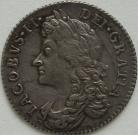 SIXPENCES 1688  JAMES II LATE SHIELDS - LIGHT ADJUSTMENT MARKS GVF