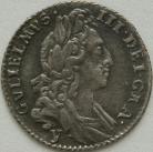 SIXPENCES 1697 Y WILLIAM III YORK. 1ST BUST. LATE HARP. SMALL CROWNS. ESC 1562 NEF