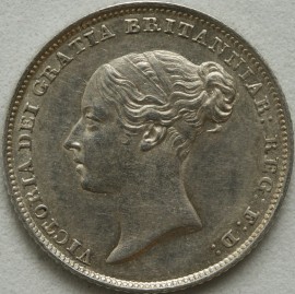 SIXPENCES 1848  VICTORIA 8 OVER 6 VERY RARE GEF