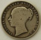 SHILLINGS 1854  VICTORIA 4 OVER 4 VERY RARE F/GF