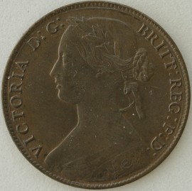 PENNIES 1861  VICTORIA F22. L.C.WYON BELOW UNC.T