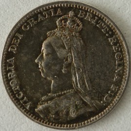 THREEPENCES SILVER 1893  VICTORIA JUB HEAD RARE GVF