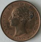 HALFPENCE 1852  VICTORIA DOTS ON SHIELD UNC LUS