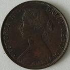 HALFPENCE 1865  VICTORIA 5 OVER 3 VERY SCARCE GEF