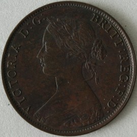 HALFPENCE 1865  VICTORIA 5 OVER 3 VERY SCARCE GEF