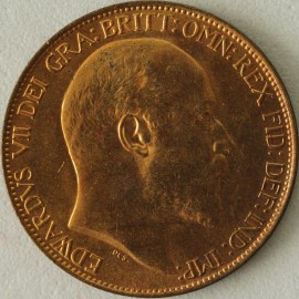 HALFPENCE 1908  EDWARD VII RARE GRADE BU