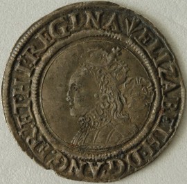 ELIZABETH I 1561  ELIZABETH I SIXPENCE 3RD ISSUE. BUST 1F. SMALL BUST WITH ROSE AND DATE. MM PHEON. SCARCE. GVF