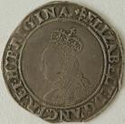 ELIZABETH I 1560 -1561 ELIZABETH I SHILLING. 2ND ISSUE. BUST 3C BEADED INNER CIRCLES MM CROSS CROSSLET. VF