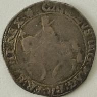 CHARLES I 1632 -1633 CHARLES I HALFCROWN. OVAL DRAPED SHIELD. CR AT SIDES. TOWER MINT. MM HARP GF/NVF