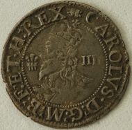 CHARLES I 1638 -1642 CHARLES I GROAT. ABERYSTWYTH MINT. LARGE BUST. PLUME BEFORE FACE. REVERSE. SMALL PLUME ABOVE GARNISHED SHIELD. MM BOOK VF/NVF
